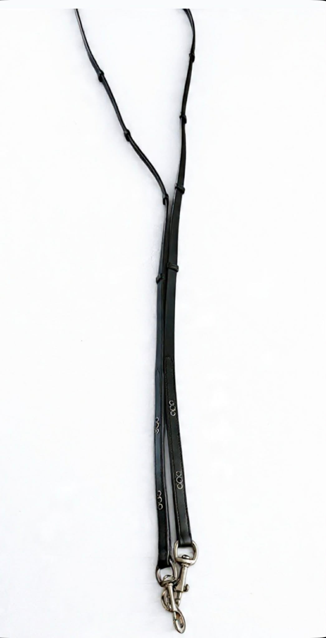 Lædertøjler med sorte sten